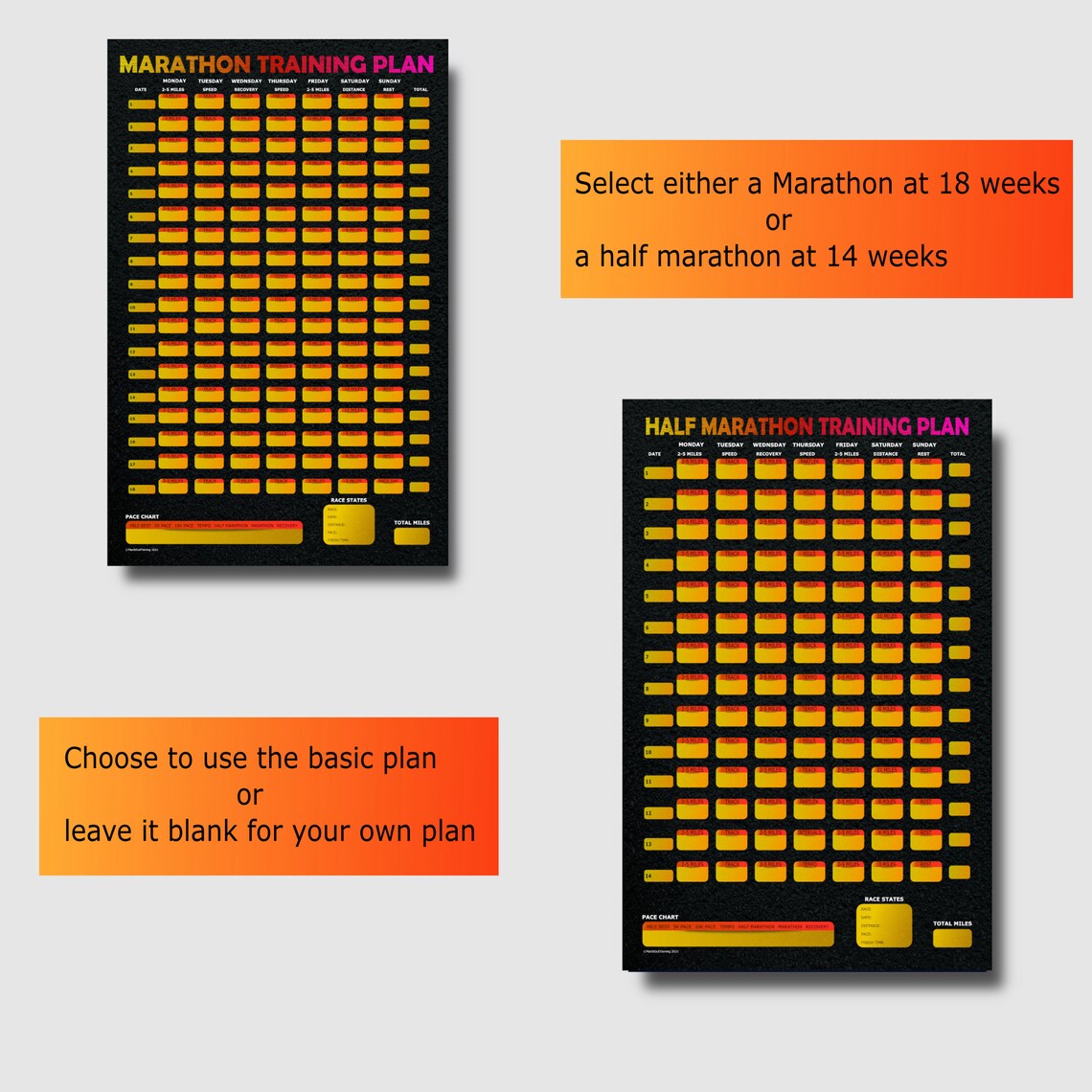 Marathon Training Plan Template Etsy