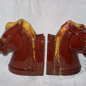 Pair of BLUE MOUNTAIN POTTERY Gold Horse Head Book Ends