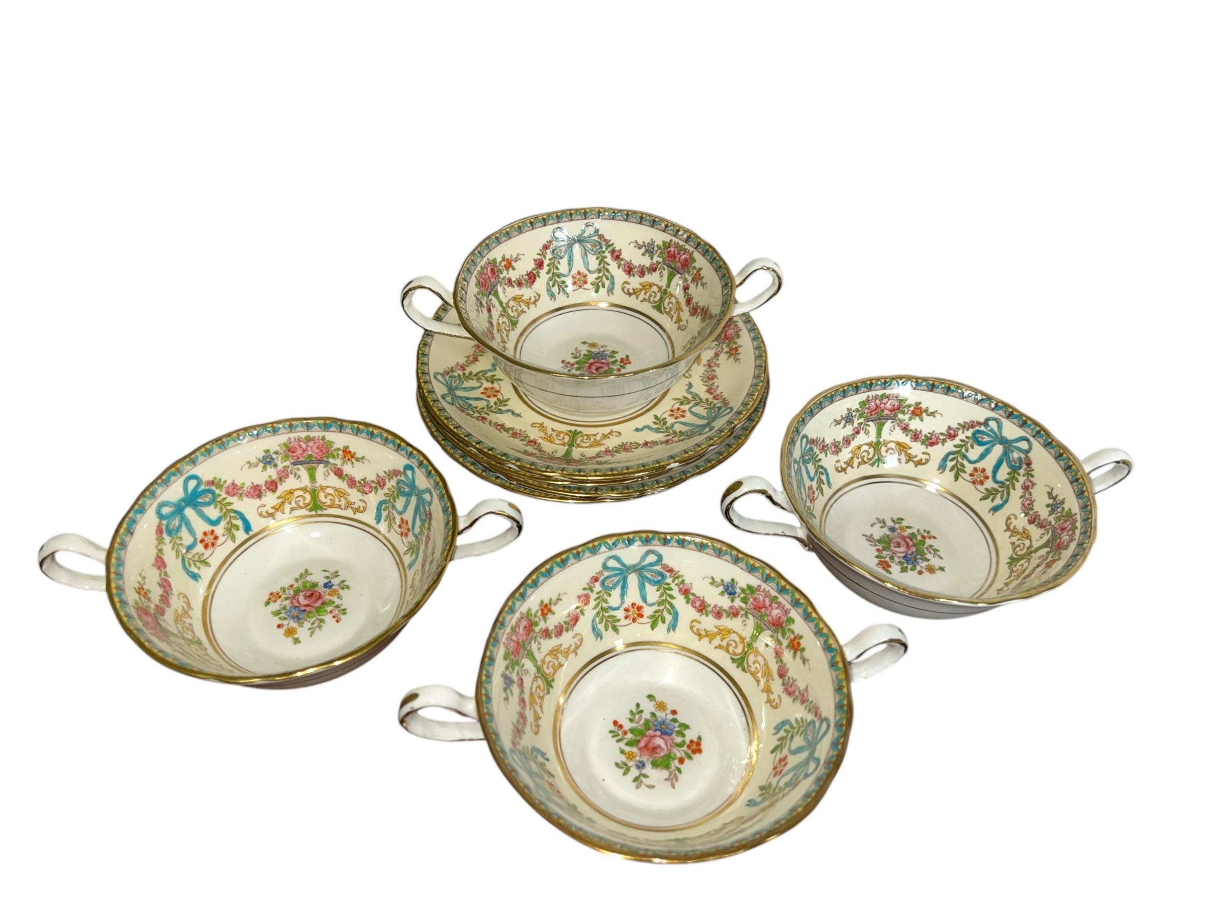 Antique AYNSLEY ROSEDALE Ribbons & Bows Dinnerware and Serving Ware ...