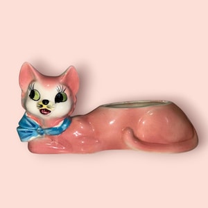 ヴィンテージ ESD LEFTON 9 1/2インチ ピンク キャットプランター 日本製