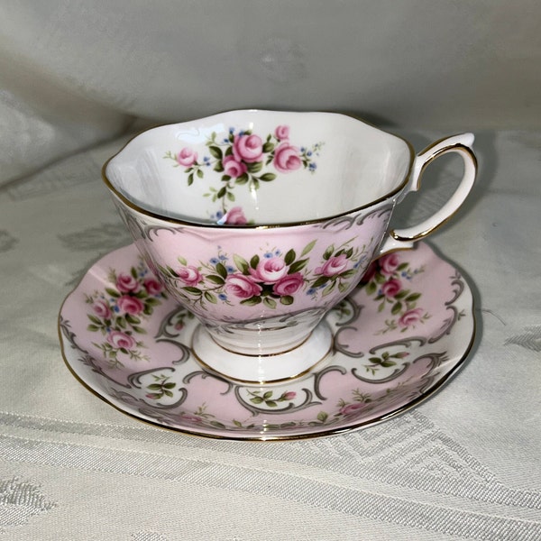 ROYAL ALBERT ROSE Du Barry Series Camille Pink Cup and Saucer