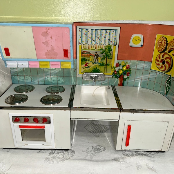 Vintage FUCH WEST GERMAN Barbie Doll Size Metal Kitchen