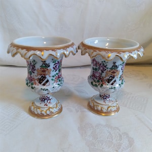 Antique EDME SAMSON FRANCE Chinese Export Style Pair of Small Vases