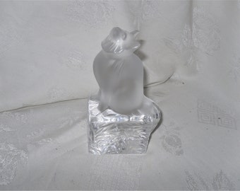 LALIQUE 猫のクリスタル彫刻 ラリック LALIQUE ネコ オブジェ クリスタル インテリア フィギュア