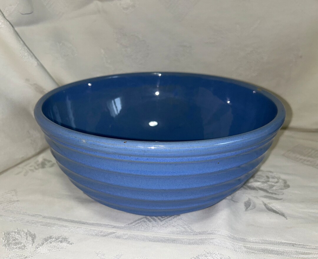Vintage MEDALTA POTTERIES Periwinkle Blue Ribbed Mixing Bowl Etsy Canada