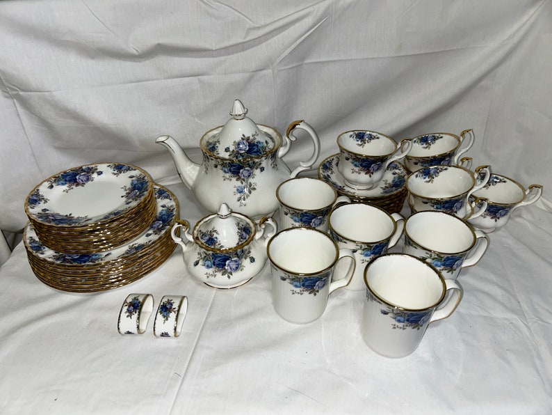 ROYAL ALBERT MOONLIGHT Rose Teapot, Sugar Bowl, Plates, Mugs and Cups & Saucers Sold Separately image 1