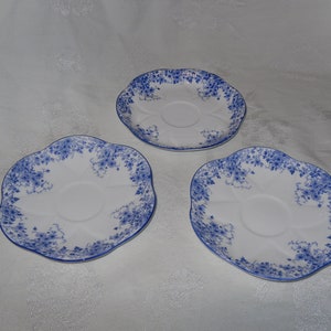 Three Assorted SHELLEY DAINTY BLUE Saucers