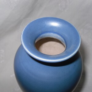 May include: A light blue ceramic vase with a wide, rounded opening. The vase has a smooth, glossy finish.