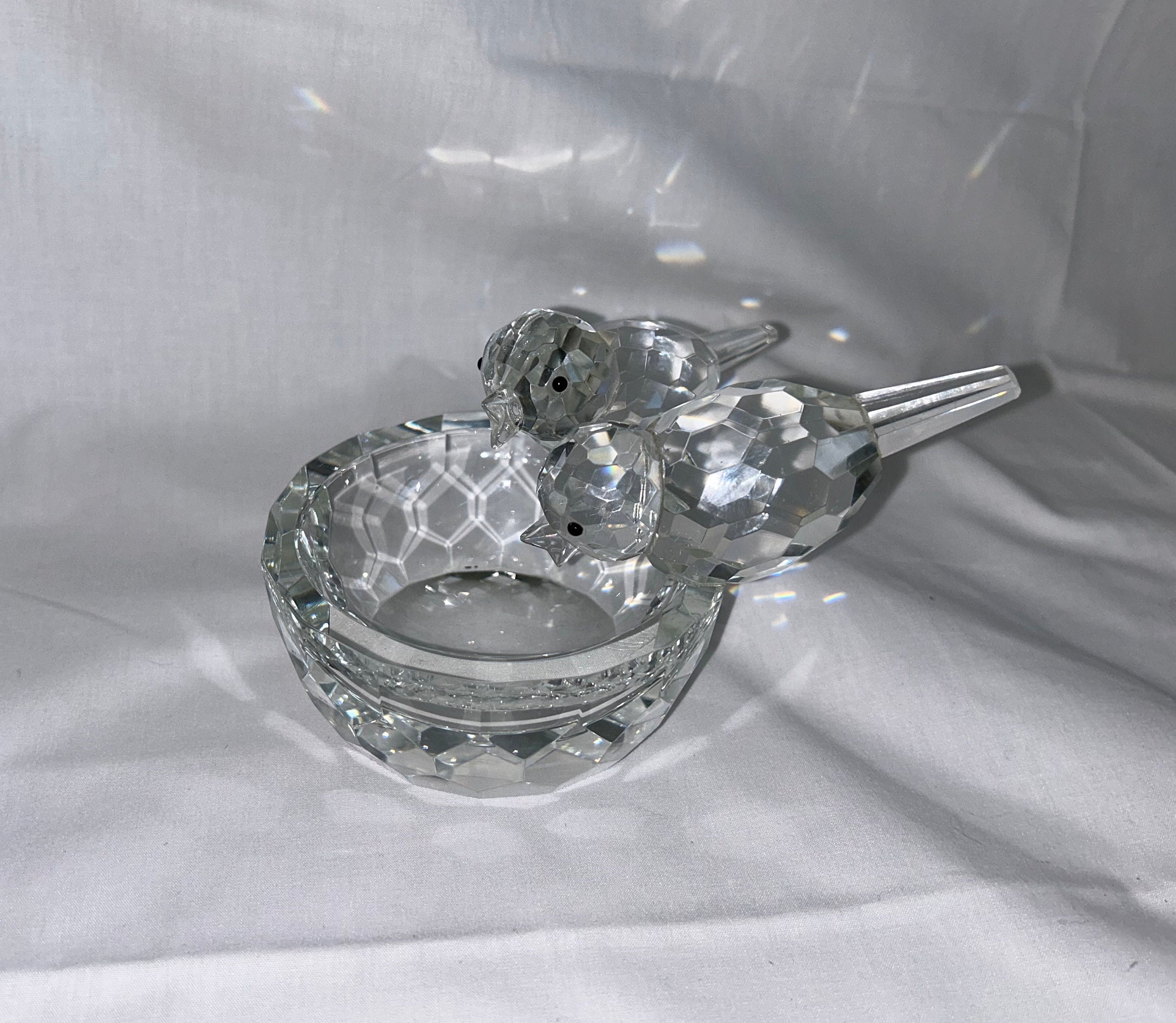 CRYSTAL GLASS DISH With Birds