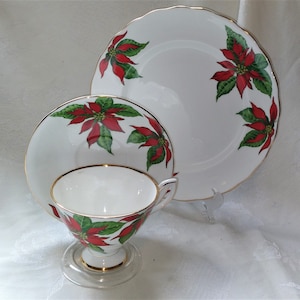 VINTAGE TAYLOR & KENT Christmas Poinsettia Cup, Saucer and Plate