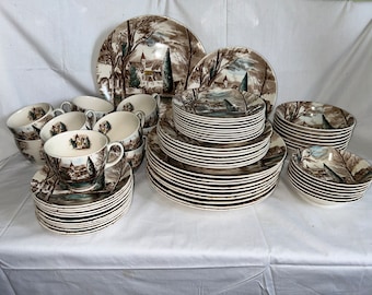 Vintage 1970s Aurora Ironstone Dinnerware Set 4267 - Mid Century