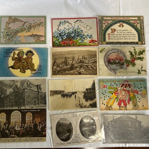 Collection de 35 CARTES POSTALES ANTIQUES Noël, Saint Valentin Plus