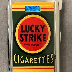 Premium Double Sided Lucky Strike Cigarette/ID  Case With Built in Butane Lighter