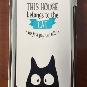 Premium  This House Belongs To The Cat  Double Sided Cigarette Storage Case With Built in Butane Lighter