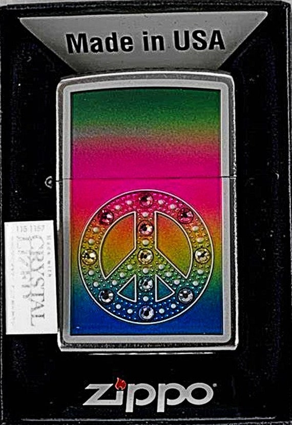 Rare 2011 Swarovski Crystal Rainbow Peace Sign Zippo Lighter - Etsy