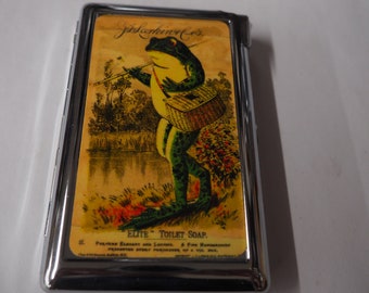 Frog On A Picnic Fishing Cigarette Marijuana Case With Built in Butane Lighter