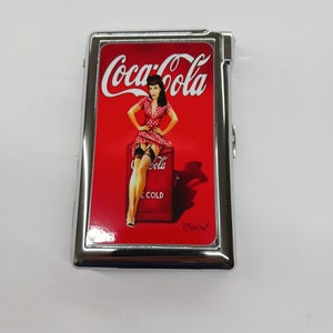 Premium  Beverage Advertising Poster Cigarette Marijuana Case W/ Built In Butane Lighter For Kings & 100&#39;s