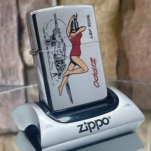 Rare 2007 Military Nose Art Red Dress Pinup Zippo Lighter