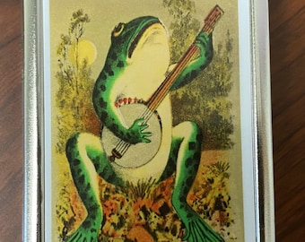 Cigarette Case Frog Playing Banjo Art Work for 100&#39;s Cigarettes