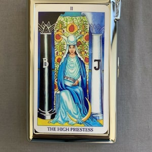 Premium Die Hohepriesterin Tarot Karte Gelenk Zigarette Aufbewahrungsbox für 100er mit eingebautem Butanfeuerzeug