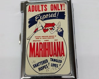 Premium Double Sided Cool Vintage  Joint Cigarette Storage Case With Built in Butane Lighter