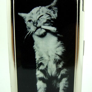 Premium Double Sided Cat Smoking Joint  Cigarette Marijuana Case With Built in Butane Lighter