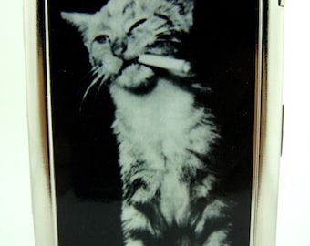 Premium Double Sided Cat Smoking Joint  Cigarette Marijuana Case With Built in Butane Lighter