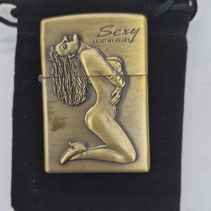 Brass Sexy Light My Heart Pinup Girl Lighter W/Raised Detail