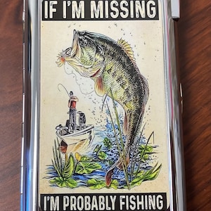 Premium  Cool Bass Fishing Fisherman Cigarette Case With Built In Butane  Lighter For Kings & 100&#39;s