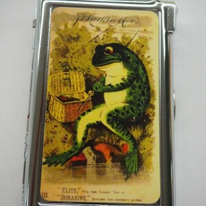 Premium Double Sided Frog Sitting Fishing Cig Case With Built in Butane Lighter