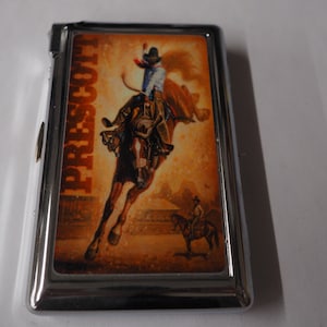 Premium Prescott Rodeo Cigarette Marijuana Case With Built in Butane Lighter For Kings and 100&#39;s