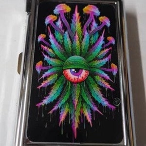 Premium  Psychedelic  Mushroom Cigarette Marijuana Case With Built in Butane Lighter For Kings & 100&#39;s