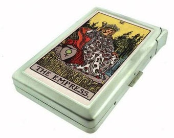 Premium Double Sided The Empress Tarot Card Cigarette Case With Built in Butane Lighter