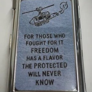 Premium Double Sided Cool Vietnam   Freedom FighterTrench Art Joint Cigarette Storage Case With Built in Butane Lighter