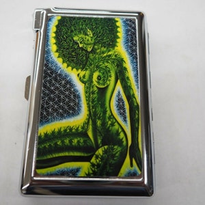 Premium Cigarette Case With Ganja Girl Has Hidden Butane lighter For Kings & 100&#39;s