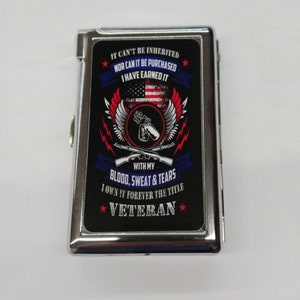 Premium US Military Veteran Joint Cigarette Storage Case With Built in  Butane Lighter for Kings and 100's