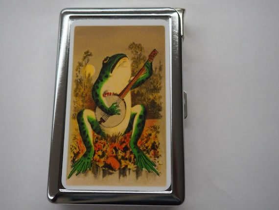 frog cigarette case Premium Double Sided Cigarette Case With Frog Playing A Banjo Has Hidden  Butane Lighter