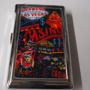 Premium  Las Vegas Sin City Cigarette Marijuana Case With Built in Butane Lighter For Kings & 100&#39;s