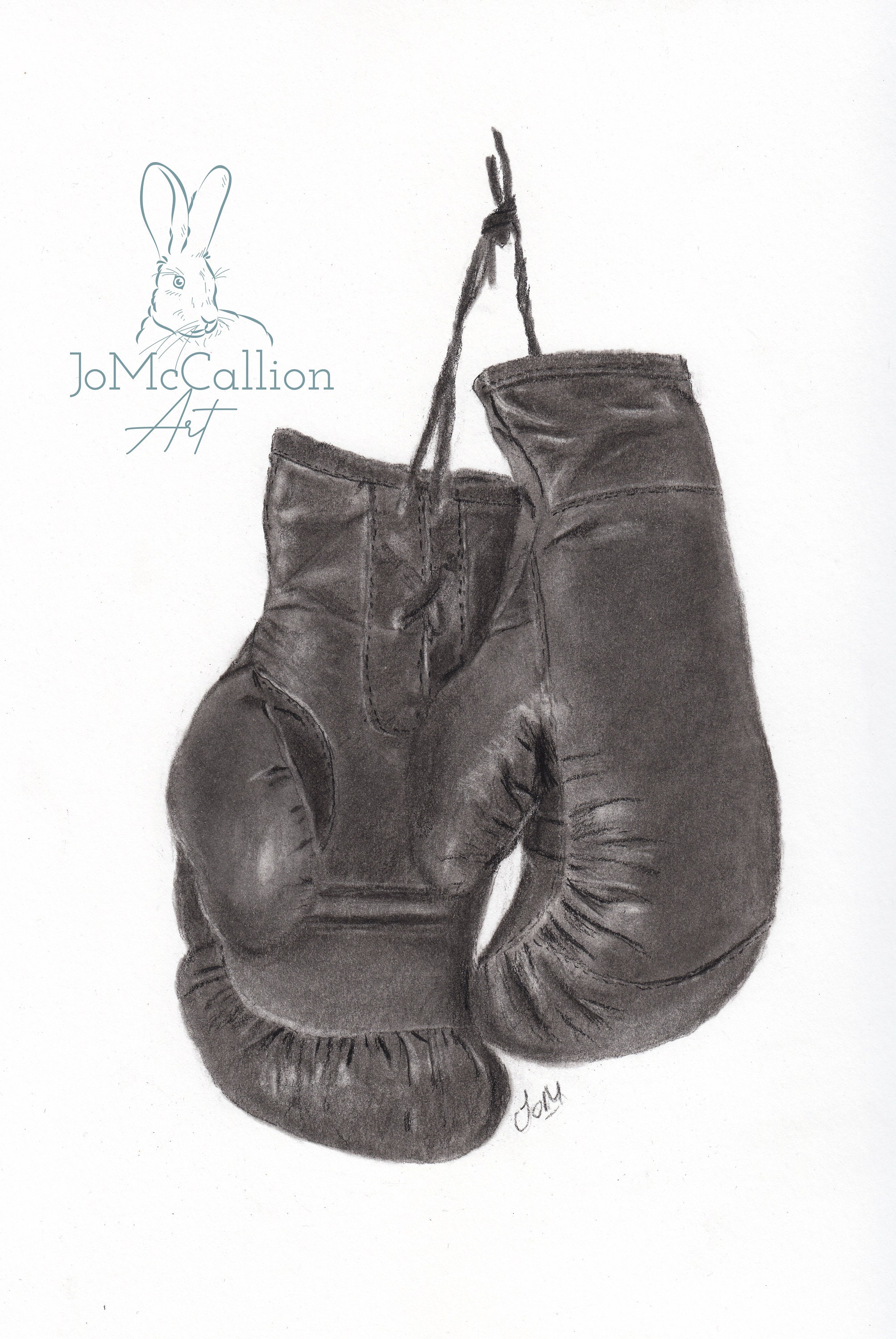 Vintage Boxing Gloves Original Charcoal Drawing by Jo Etsy UK