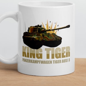 King Tiger II Panzer Tank World War Two German Army Action Scene White glossy mug