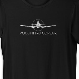 Vought F4U Corsair Gift WW2 Plane Worn Effect Silhouette T-shirt