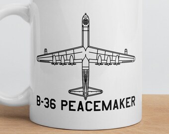 B-36 Peacemaker Strategic Bomber Classic USA Warplane White Glossy Mug