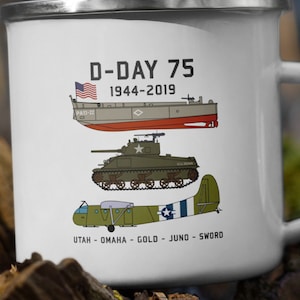 D-Day Normandy Landings WW2 75th Anniversary Enamel Hiking Camper Mug