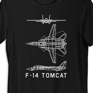 F-14 Tomcat American Plane Blueprint Diagram T-Shirt