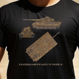 Panzer VI Tiger II 2 Aufs B WW2 German Army Tanks Diagrams Gift Short Sleeve T-Shirt