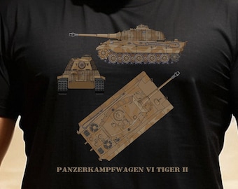 Panzer VI Tiger II 2 Aufs B WW2 German Army Tanks Diagrams Gift Short Sleeve T-Shirt