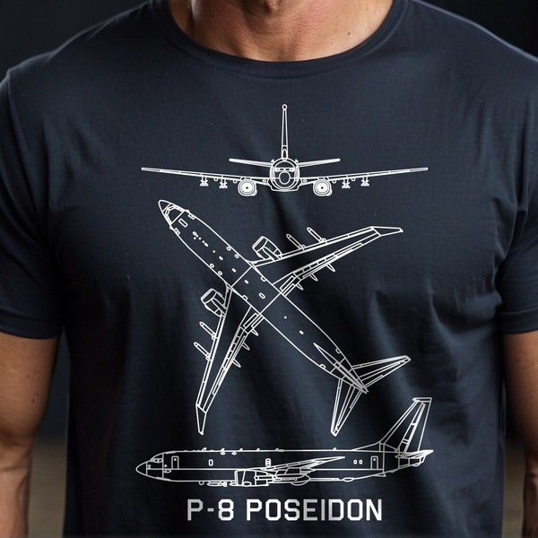 P-8 Poseidon Maritime Patrol Aircraft Blueprint Diagrams Men's classic tee