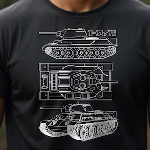 T-34 76 Russian WW2 Tank Blueprints Diagrams classic tee t-shirt