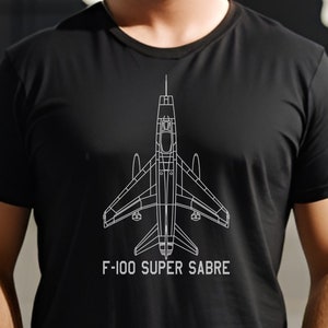 F-100 Super Sabre Jet Fighter Plane Blueprint T-Shirt
