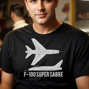 F-100 Super Sabre American Supersonic Jet Fighter Aircraft Cutout Silhouette Men&#39;s classic tee